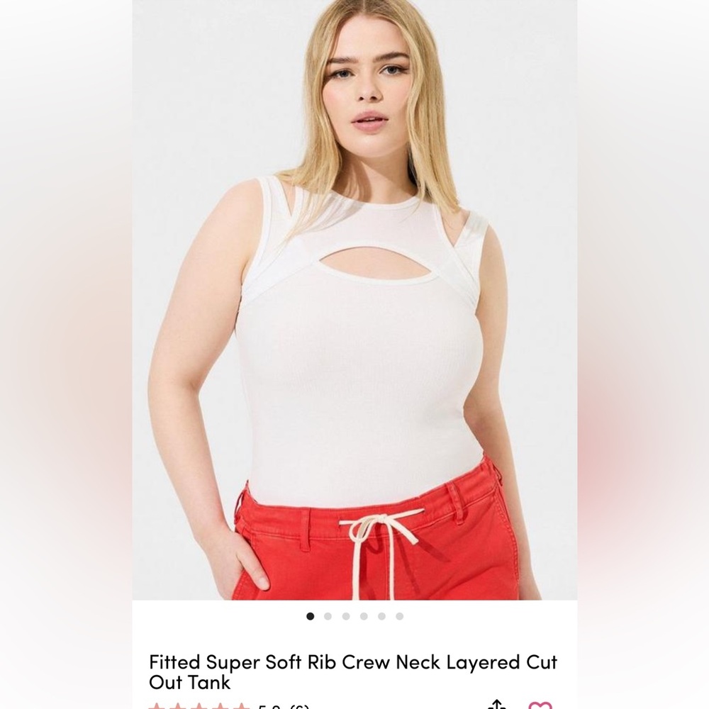 Torrid Cream Ribbed Cut-Out Tank Top